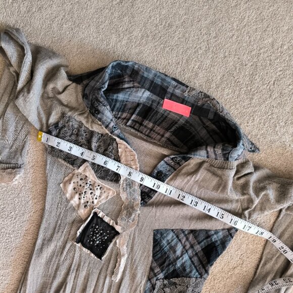 Luxuria Y2K Dark Academia Punk Lagenlook Patchwork Boho Wool Sweater Dress S - Picture 7 of 10